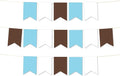 Andaz Press Hanging Pennant Banner with String, Baby Blue, White, Brown, 1-Set, 24 Pennants, Approx. 12-Feet Long, Boy Monkey Baby Shower Theme Birthday Supplies