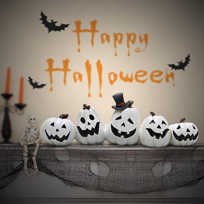 Hodao Halloween Pumpkin Decorations Indoor Halloween Decorations Clearance for Table/Halloween/Window/Present Box/Gift/Courtyard Corridor (White Pumpkin)