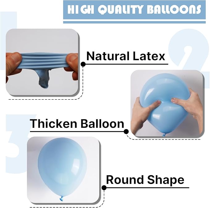 PartyWoo Light Blue Balloons 101pcs 12 Inch Baby Pastel Sky Aqua Blue Balloons for Birthday Gender Reveal Boy Baby Shower Graduation Bachelorette Anniversary Beach Dog Party Decorations Blue-Y4