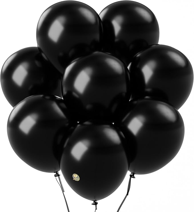AFTERLOON® Biodegradable Balloons 50 pcs Onyx Black 10 Inch, Matte Color Thickened Extra Strong Latex Helium Float, for Baby Shower Gender Reveal Garland Arch Wedding Birthday Party Decorations