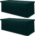 Smiry Spandex Tablecloth 2 Pack, Elastic Fitted Stretch Tablecloth for 6FT Rectangle Tables, Waterproof Washable Table Cover Skirt for Wedding, Banquet & Parties (Hunter Green, 72Lx30Wx30H Inch)