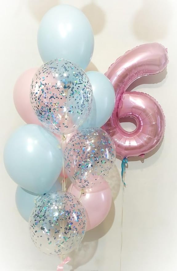 Number 6 Balloon 40 Inch, 6th Birthday Balloon for Boy Girl, Pink 16 60 61 65 Numbers Balloons Birthday Party Wedding Events Decorations