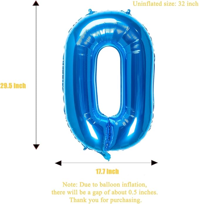 32 Inch Blue Number 0 Balloons Foil Ballon Digital Birthday Party Decoration Supplies (Blue Number 0 Balloon)