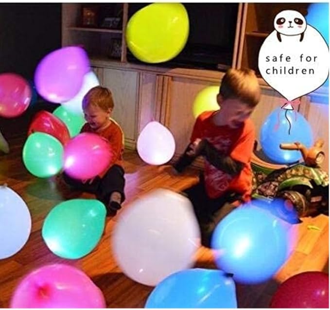 20 Led Balloons,W/10 Color Ribbins,Multi-colored Led Light Up Balloons Lasts 24 Hrs,Glow in the Dark Party Supplies For Birthday Party Halloween Christmas Decorations (Multicolored)