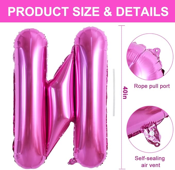 TONIFUL 40 Inch Large Rose Red Letter N Balloons - Giant Hot Pink Alphabet Letter Balloons for Birthday Party Anniversary Supplies Decorations
