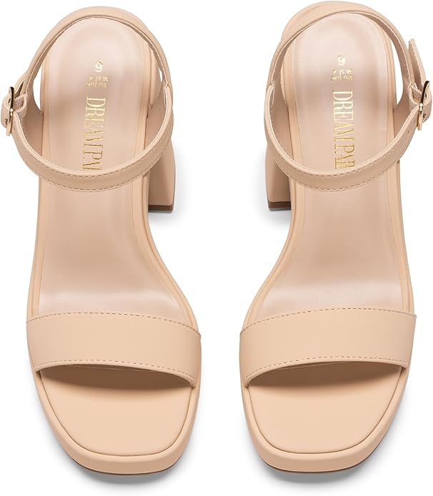 DREAM PAIRS Heels for Women Block Chunky Platform High Heels Open Toe Fashion Wedding Party Evening Prom Dance Ankle Strap Dress Pump Sandals Shoes