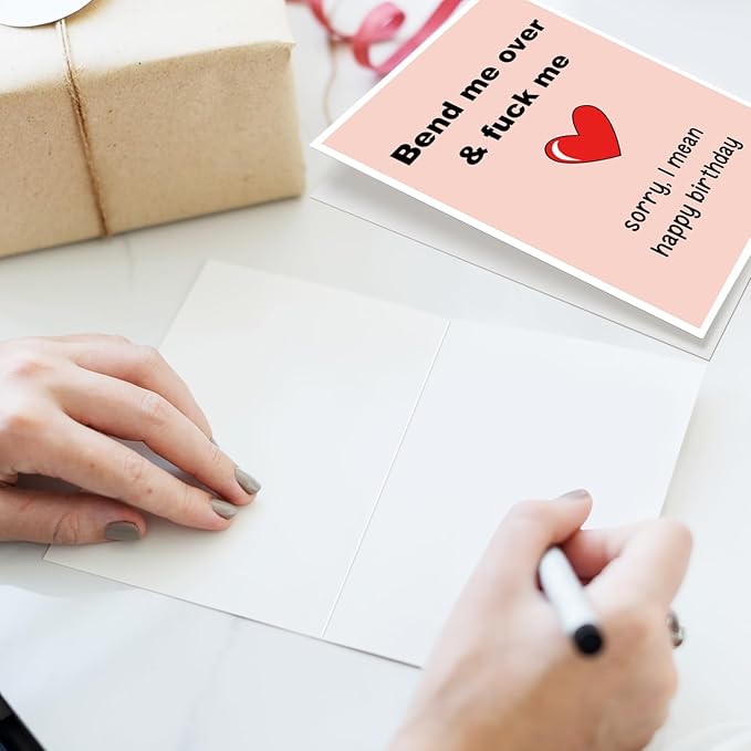 Rude Birthday Card for Husband, Naughty Boyfriend Birthday Card from Girlfriend, Dirty Birthday Card for Men, Bend Me Over & Fuck Me