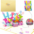 3D Pop Up Birthday Card - Elegant Pink Butterfly Floral Cake Pop-Up Greeting Card for Women, Mom, Wife, Daughter, Sister - Laser Cut Handmade Birthday Gift Card - Includes Premium Envelope and Note Card