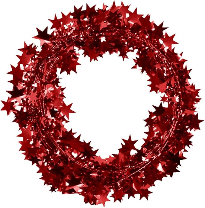 PMU 75 Ft Star Wire Shiny Garland Red - Halloween, Christmas Party, Wedding, Birthday, Festive Home Decoration Ornament Red (3pc-25Ft Each)