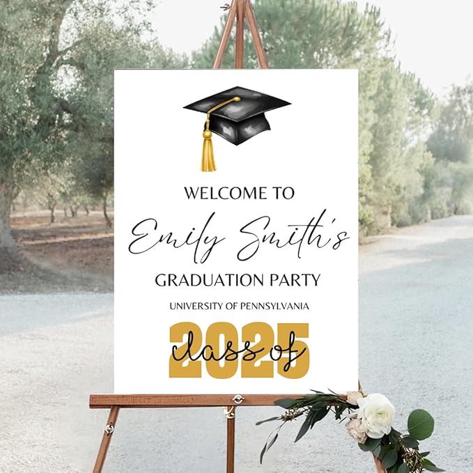 Graduation Party Welcome Sign, Photo Graduation Poster, Greenery Grad Poster, Grad Party Decorations, Senior 2025 2026, Class of 2025 Welcome Board,Custom Grad Celebration Sign, Graduates, Canvas 4