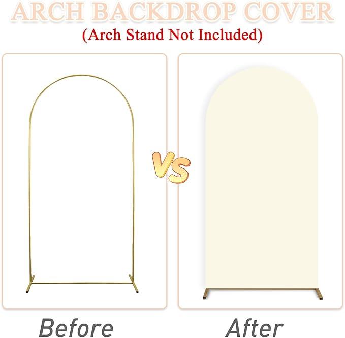 Set of 3 Wedding Arch Cover 6ft 6.6ft 7.2ft Ivory Arch Cover Chiara Arch Backdrop Cover Spandex Arch Stand Cover Balloon Arch Covers Stretchy Backdrop for Wedding Ceremony Birthday Party Events