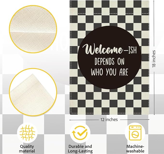 Funny Garden Flag for Outside Yard Veranda Patio Outdoor Welcome-Ish Depends On Who You Are Double Sided Garden Flag 12 x18 inches