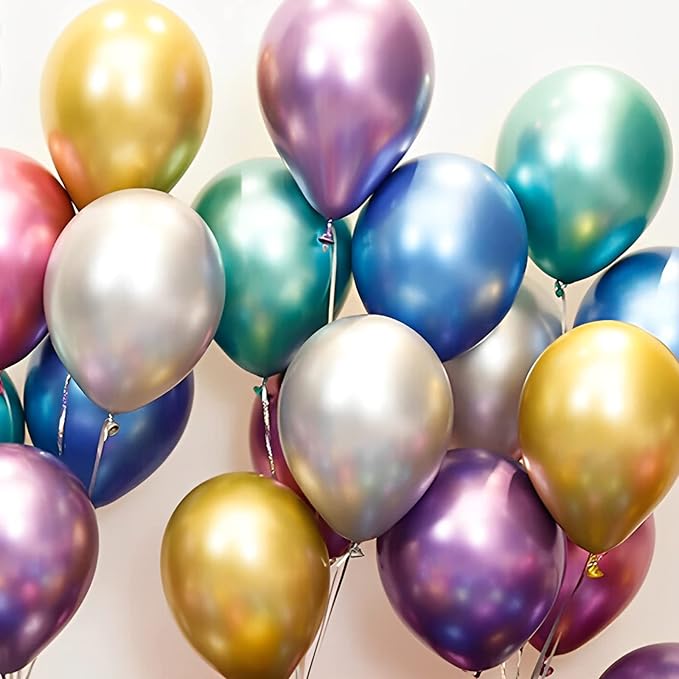 105pcs Metallic Balloons 12inch Chrome Party Balloons for Boys Girls Birthday Baby Shower Gender Reveal Wedding Decorations
