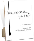 Graduation is Sweet Sign for Dessert Table, 8×11" Please Take A Treat Graduation Tassel Wooden Sign With Stand, 2025 Graduation Party Decorations Centerpieces for Tables, Congrats Grad Party Supplies
