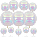 Biapian 12 Pcs Iridescent Foil Balloons, 22" 15" 10" 4D Clear Ball Shape Balloons, Different Size Holographic Balloons Transparent for Little Mermaid Birthday Wedding Sea Baby Shower Party decorations