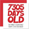 Stuff4 20th Birthday Card for Men Women Him Her - 7305 Days Old - Funny Adult Twenty Twentieth Happy Birthday Card for Brother Sister Son Daughter Cousin, 5.7 x 5.7 Inch Humor Joke Greeting Cards