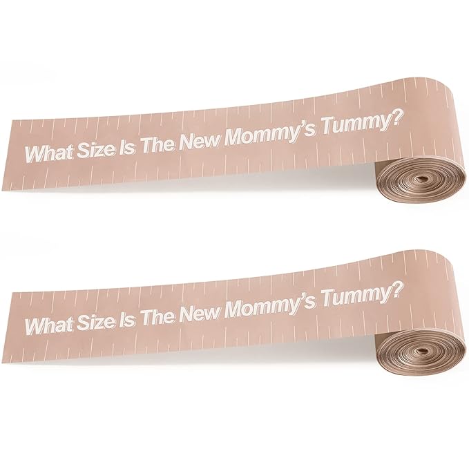 2 Rolls 2 Inch x 150 Feet Baby Shower Measuring Tape Tummy Measure Belly Game Paper Belly Measuring Tape for Baby Shower Party Decorations Supplies (Brown)