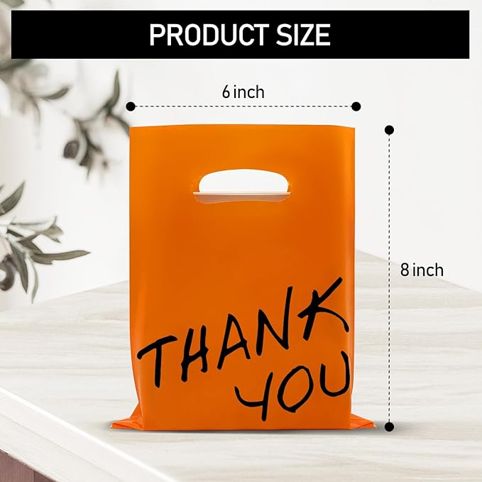 Goodie Bags, 100 PCS 6" x 8" Party Favor Bags, Thank You Bags, Small Gift Bags for Kids, Merchandise Bags for Small Business, Goody Bags for Weddings, Christmas, Halloween, Craft,10 Color