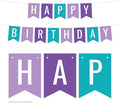 Andaz Press Hanging Pennant Banner Party Decorations, Lavender, Purple, Aqua, Happy Birthday, 1-Pack, Approx. 5-Feet, Mermaid Theme