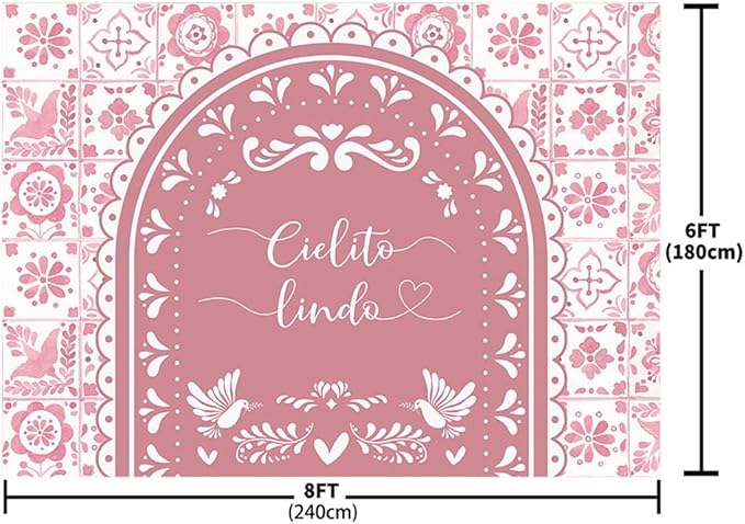 MEHOFOND 8x6ft Cielito Lindo Baby Shower Backdrop Pink Arch Cielito Lindo Baby Shower Party Decorations Banner for Girl Mexican Wedding Birthday Fiesta Party Decor Photography Background Supplies