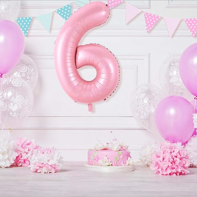 Number 6 Balloon 40 Inch Pink Number Balloon Foil Mylar Alphabet Balloon for Birthday Wedding Baby Shower Party Large Number Balloon