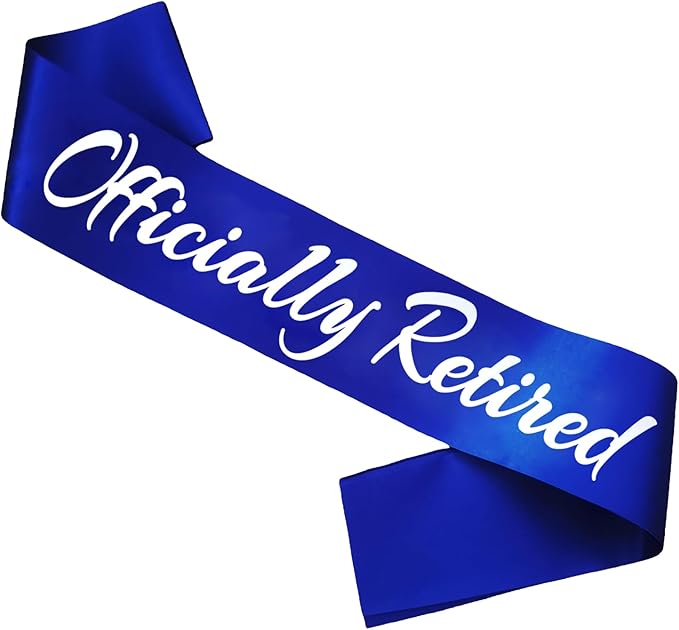 Officially Retired Sash, Reitrement Sash for Men and Women Retirement Party Decorations Supplies, Royal Blue + Silver(Officially Retired)