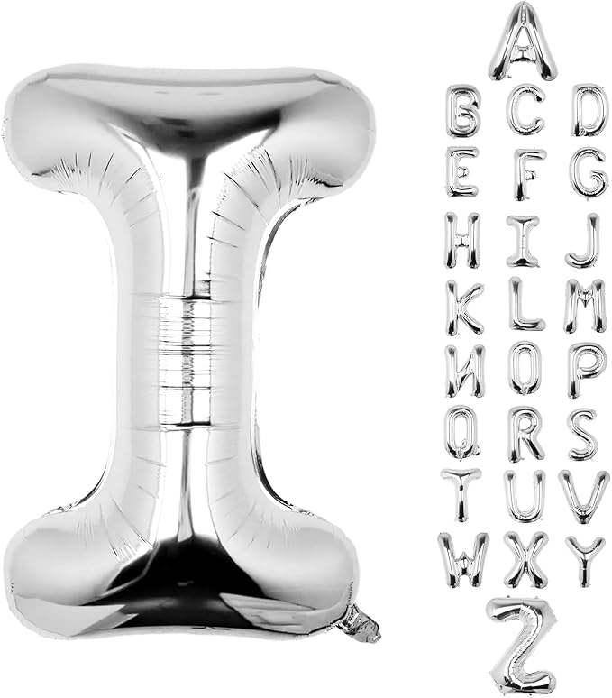 Letter Balloons 40Inch Large Giant big Foil Mylar Silver Balloons I for Birthday Party Decorations