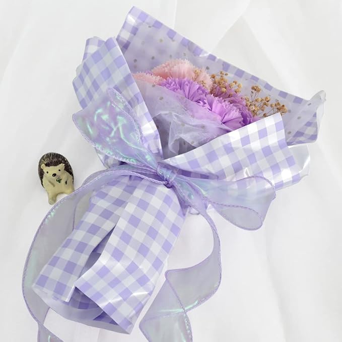 TONIFUL 1-1/2 Inch Wide Laser Light Purple Violet Wired Chiffon Ribbon Shimmer Sheer Organza Ribbons for Crafts Floral Bouquets Wedding Party Decorations Valentine's Day Gift Wrapping Bow Making(10yd)