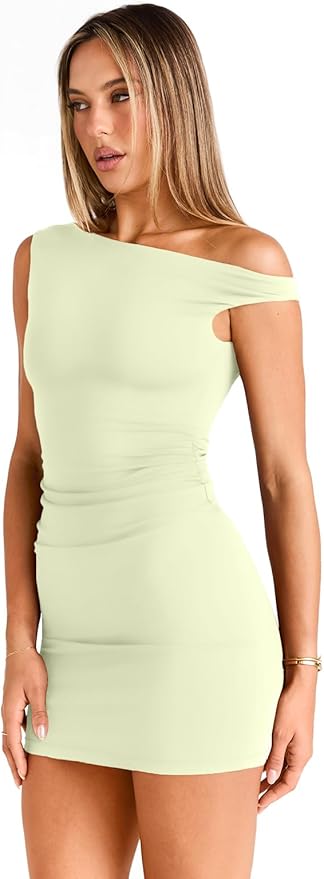 Trendy Queen Womens Mini Summer Dresses 2026 Going Out Off The Shoulder Bodycon Sexy Party Club Spring Fashion Outfits
