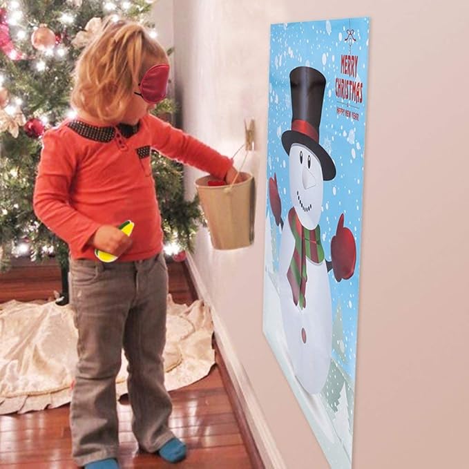 MISS FANTASY Christmas Games for Kids Party Pin Nose on Snowman Christmas Party Decorations Christmas Activities for Kids Family Adults Xmas Gifts Crafts (Snowman)
