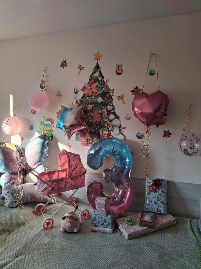 Starry Sky Number 9 Balloon 40 Inch, 9 Balloon Number, 9th Birthday Decorations, Starry Sky Party Supplies for Boys Girls