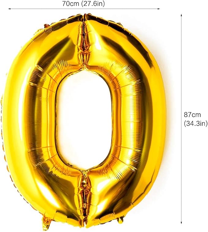 40 Inch Large Foil Helium Number Balloon Birthday Wedding Party 0-9 (Gold, 0)