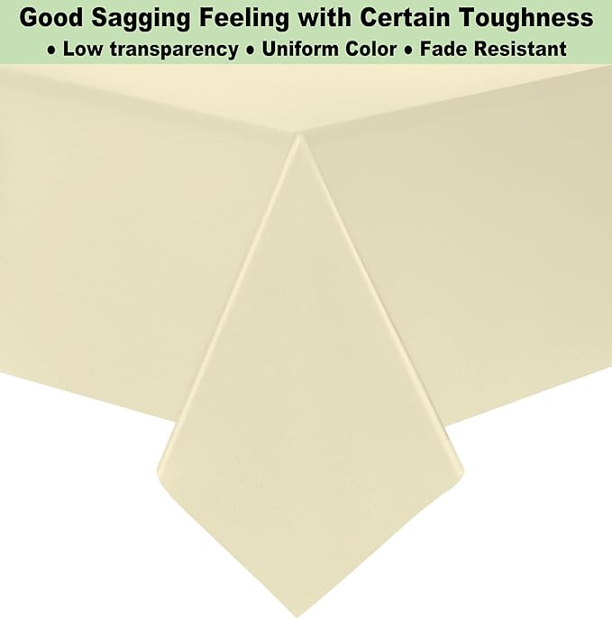 Plastic Ivory Tablecloths 3 Pack Cream Disposable Table Covers 54" x 108" Milky White Table Cloths for Bridal Shower Parties Picnic Engagements Weddings Birthdays, Fits 6 to 8 Foot Rectangle Tables