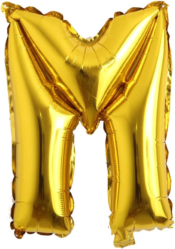 16" Alphabet Letter and Number Balloons Set Package, Aluminum Hanging Foil Film banner Mylar Balloon for Birthday Party Decoration Custom Word (A-Z, 0-9 Gold) (16 inch M Golden)
