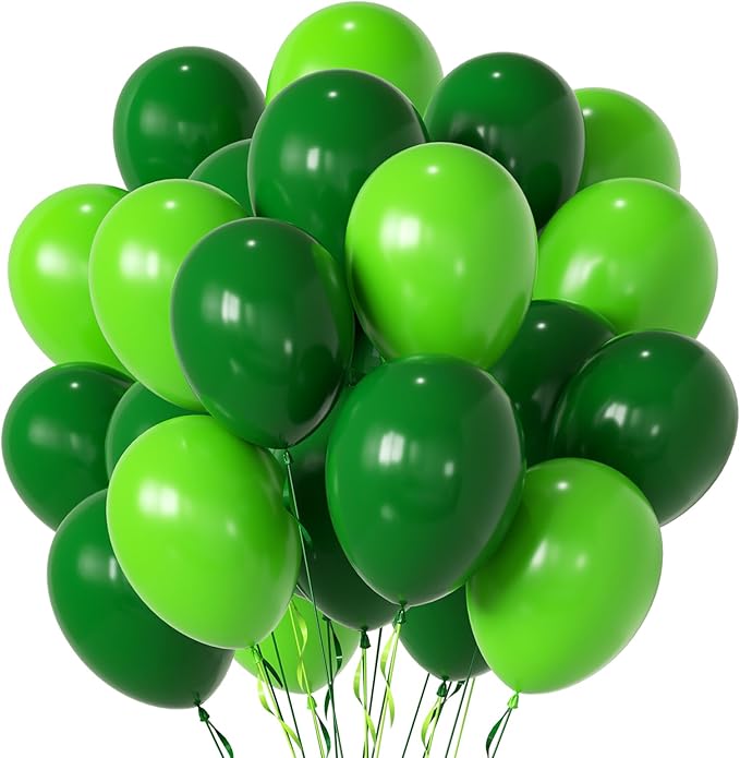 Green Balloons,12 Inch 50pcs Dark Green Lime Green Latex Balloons Green Party Decorations Balloons for St. Patrick's Day Birthday Jungle Safari Outdoor Events