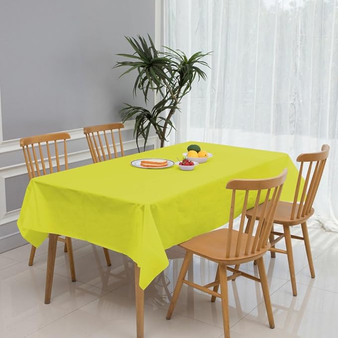 3 Pack Lemon Yellow Disposable Tablecloth, 54" x 108" Plastic Table Covers, Decorative Rectangle Tablecloth for Parties, Events, Wedding, Inddors & Outdoors