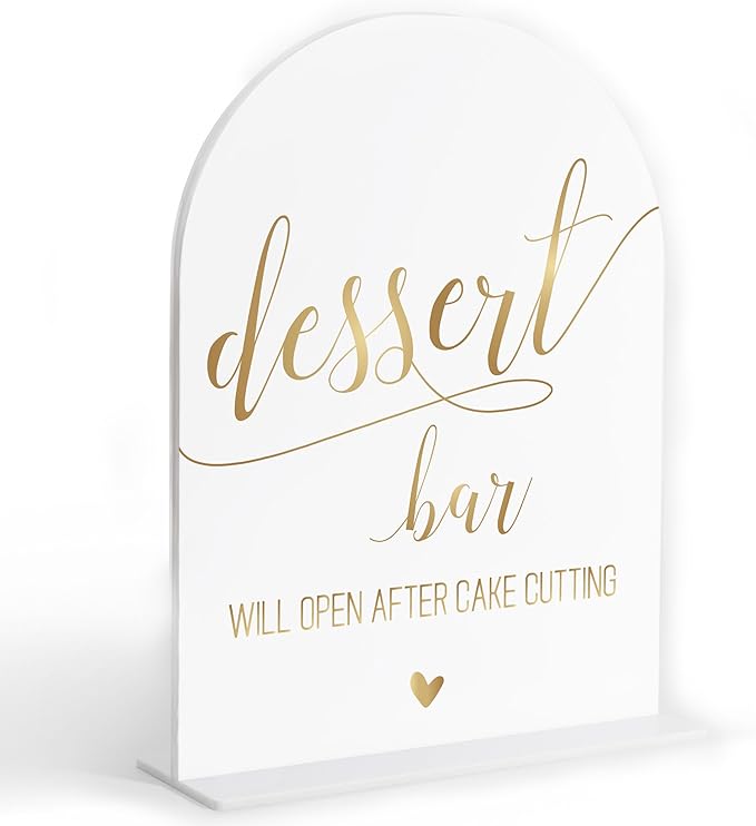Dessert Bar Sign, White Arch Acrylic Wedding Sign, Dessert Table Decor, Wedding Reception Decorations, Bridal Shower Decor, Centerpiece Table Decorations Party for Bride and Groom-4