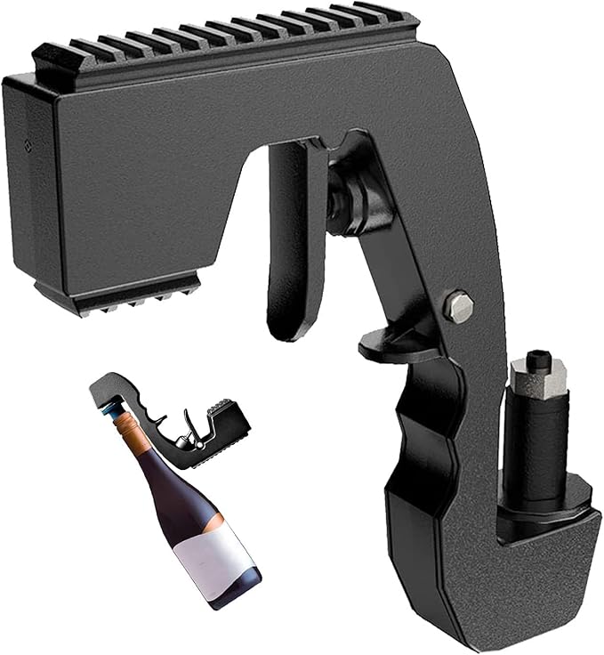 UPOFI Champagne Gun，Champagne Gun for Parties - Lightweight Plastic Sprayer with Adjustable rubber plug，Portable &Safe Beer Shooter for Birthdays, Weddings，Easy Clean & Reusable(Black)