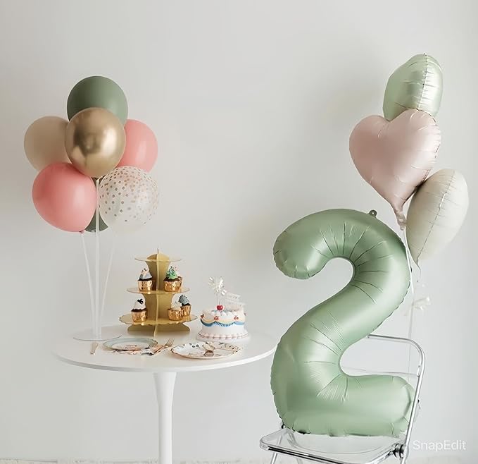 Sage Green Number 7 Balloon 40 Inch, 7 Balloon Number, 7th Birthday Decorations, Oliver Green Party Supplies for Boys Girls