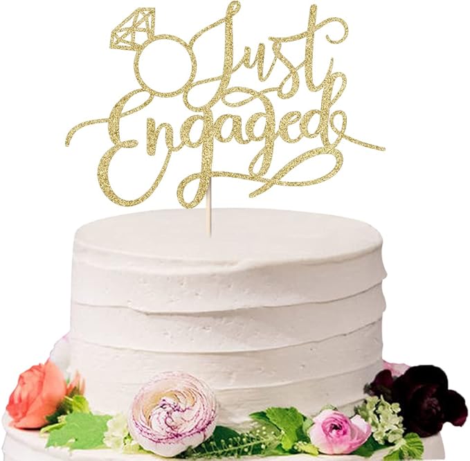 Just Engaged Cake Topper for Engagement Party Decorations, Engaged Ring Sign,We're Engaged Cake Toppers (gold)