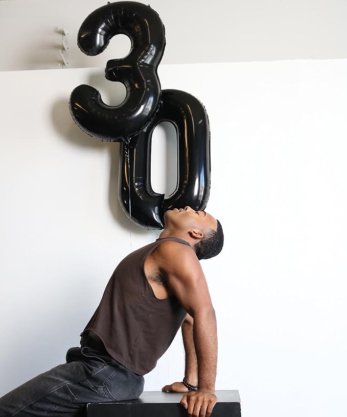 Black Number Balloon 40 Inch, 0 Number Balloons, 10 20 30 40 50 60 70 80 Numbers Balloon Birthday Decorations, Black Party Supplies for Women Men