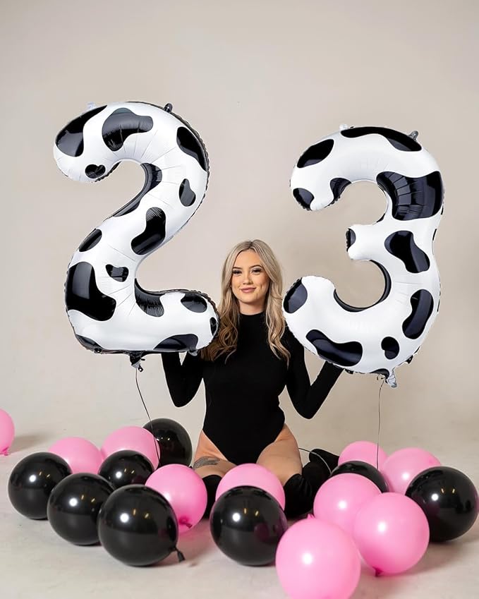 Cow Print Number Balloons, Large Foil Number 3 Balloon 40 Inch Cow Balloon for Boys Girls Birthday Decoration Cow Themed Birthday Party Decorations Farm Animal Party Supplies