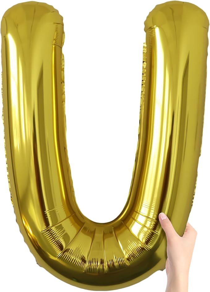Letter Balloons Gold Party Balloon - 40 Inch Large Gold Letter U Balloon, Letter Balloon Birthday Decorations, Balloon for Women Men Anniversary Party Decorations Supplies