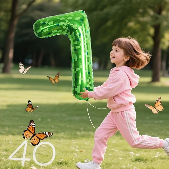 Green Number Balloons, Gaint Green Pixel Number 1 Balloon 40 Inch Dark green 1 Balloon for Boys Girls Kids 1st Birthday Party Decoration