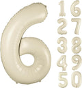 40 inch Cream White Number Balloon Giant Foil Helium Balloons Beige Number 6 Balloon for 6th Birthday Party Anniversary Decorations Supplies