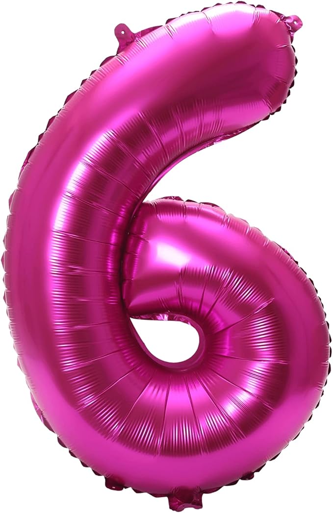 YPSelected 32 Inch Large Foil Helium Number Balloon Birthday Wedding Party 0-9 (Rose Red, 6)