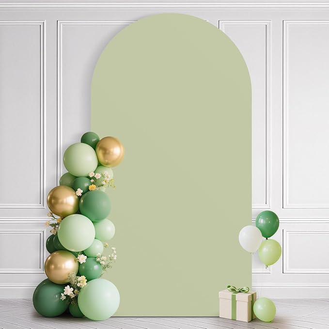 Ledido Wedding Arch Backdrop Cover 6FT Arch Covers Fitted Stretchy Spandex Round Top Stand Backdrop Cover for Wedding Banquet Ceremony Birthday Party Baby Shower Event Decoration,Sage Green