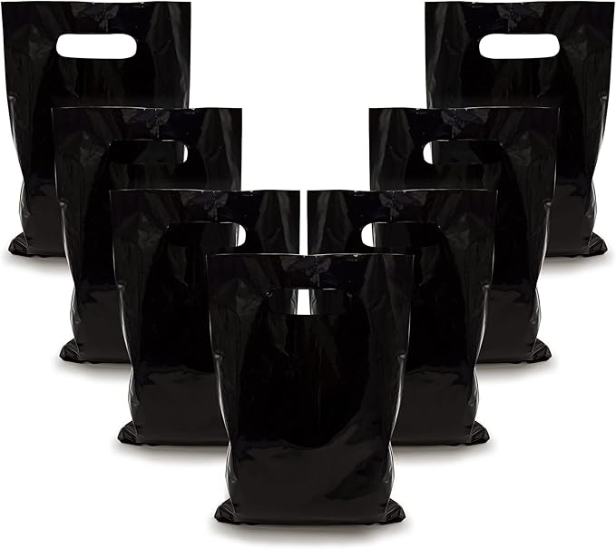 TOSPARTY 40PCS Black Plastic Gift Bags Easter Candy Bag Die Cut Bags are Sturdy Party Assorted Plastic Easter Gift Bag