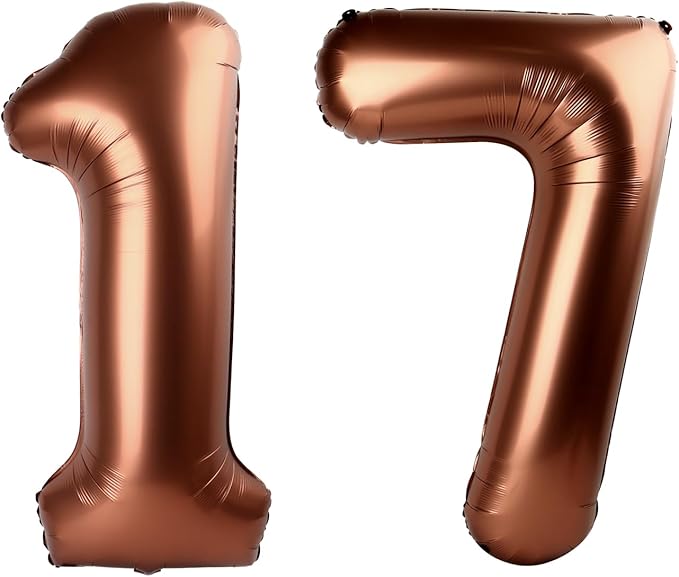 Dark Brown Number 17 Balloon 40 inch, Coffee Brown 17 Number Balloons, 17th Birthday Decorations, Chocolate 17 Year Old Girls Boys Dark Brown Party Supplies