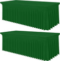 Smiry Spandex Tablecloth 2 Pack, Elastic Fitted Stretch Tablecloth for 8FT Rectangle Tables, Waterproof Washable Table Cover Skirt for Wedding, Banquet & Parties (Emerald Green, 96Lx30Wx30H Inch)